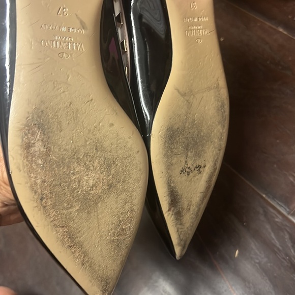 VALENTINO Garavani Studded Hot Black Baige/Ballet Flats Shoes 37 Eu 6.5 - Picture 4 of 5